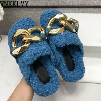 Gold chain flat wool slippers women round toe lazy mules female autumn shoes vacation comfort loafers 2020 Outdoor Fur Slides
Gold chain flat wool slippers women round toe lazy mules female autumn shoes vacation comfort loafers 2020 Outdoor Fur Slides