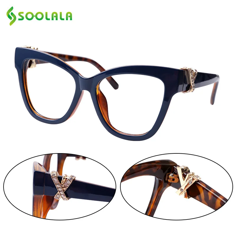 SOOLALA Cat Reading Glasses Women with Crossed Rhinestone Large Eyeglass Frame Lesebrille Reader Prescription Glasses 0.5 to 4.0
SOOLALA Cat Reading Glasses Women with Crossed Rhinestone Large Eyeglass Frame Lesebrille Reader Prescription Glasses 0.5 to 4.0