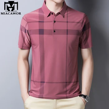 MIACAWOR Man Polo Shirt Mens Casual stripe lattice Polo shirt Men Short Sleeve High Quantity polo men T906
MIACAWOR Man Polo Shirt Mens Casual stripe lattice Polo shirt Men Short Sleeve High Quantity polo men T906