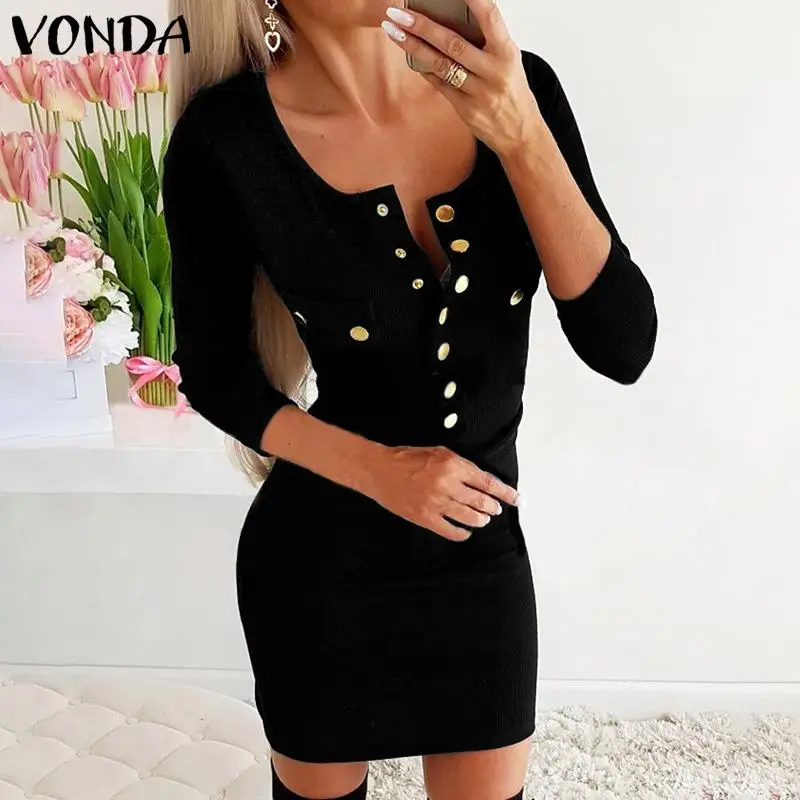 VONDA Fashion Mini Dress Women Sexy V Neck Button Solid Color Dresses Plus Size Slim Robe Femme Beach Sundress Bohemian Vestido
VONDA Fashion Mini Dress Women Sexy V Neck Button Solid Color Dresses Plus Size Slim Robe Femme Beach Sundress Bohemian Vestido