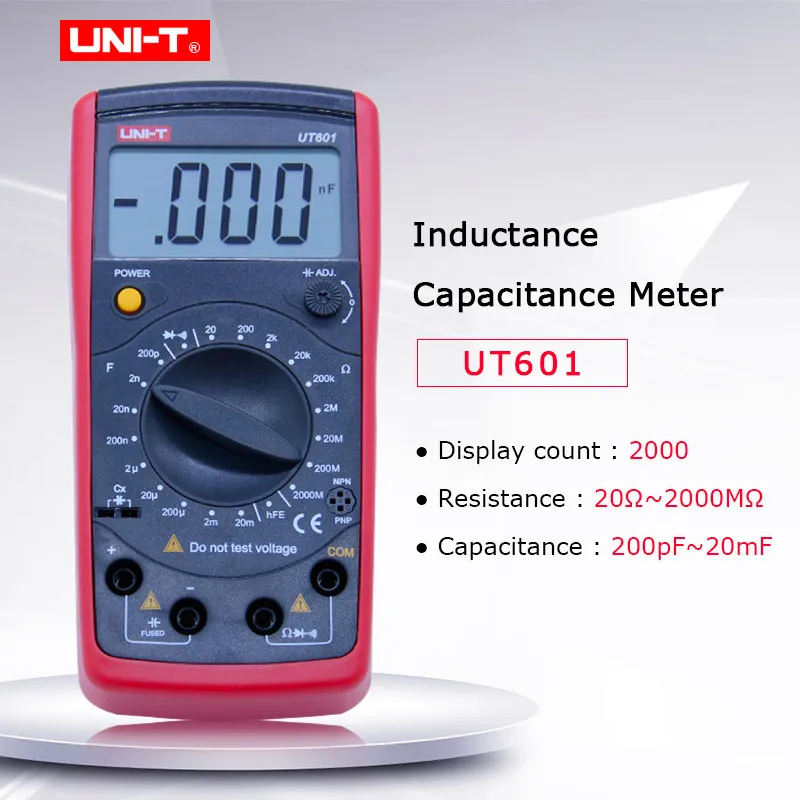 UNI-T UT601 Capacitance Resistance meter Capacitor Ohm tester Diode test Transistor test Continuity Buzzer Manual Range
UNI-T UT601 Capacitance Resistance meter Capacitor Ohm tester Diode test Transistor test Continuity Buzzer Manual Range