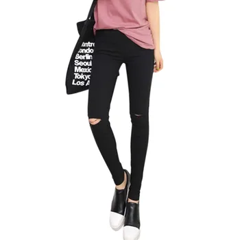 Skinny Jeans Women Denim Pants Holes Destroyed Knee Pencil Pants Casual Trousers Black Stretch Ripped Jeans 1
Skinny Jeans Women Denim Pants Holes Destroyed Knee Pencil Pants Casual Trousers Black Stretch Ripped Jeans 1
