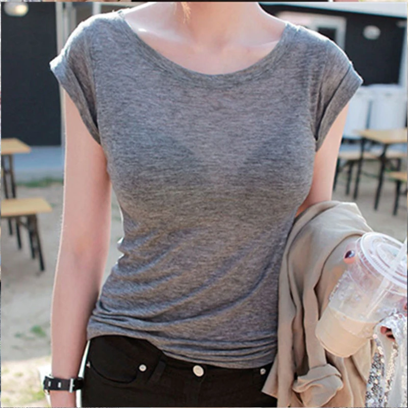Slim High Quality Plain T Shirt Women Cotton High Elastic Basic 2020 Summer Tops Short Sleeve Sexy Thin T-shirt See Through
Slim High Quality Plain T Shirt Women Cotton High Elastic Basic 2020 Summer Tops Short Sleeve Sexy Thin T-shirt See Through