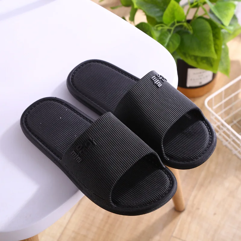 Home Couple's Bathroom Bath Slippers Female Simple Korean-Style Home Indoor Floor Soft Bottom Non-Slip Slippers Men Women Shoes