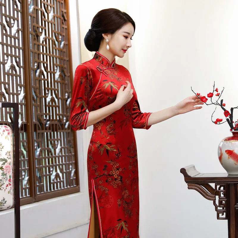 BALDAUREN осенний новый продукт улучшенное бархатное длинное женское платье Cheongsam с