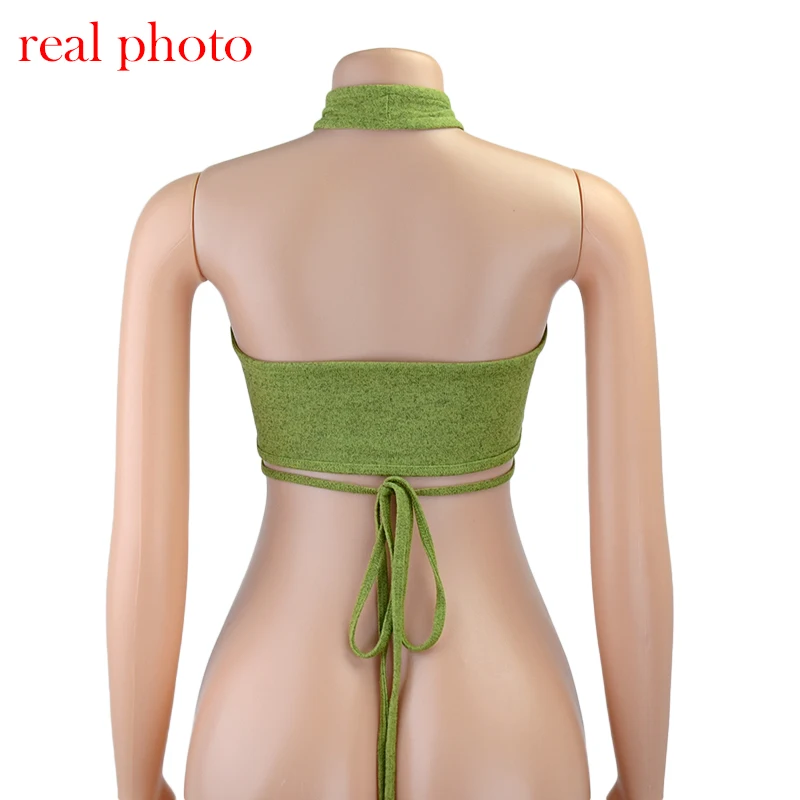 Cryptographic Green Sexy Bandage Halter Crop Tops for Women Sleeveless Backless Club Party Chic Wrap Cropped Top Slim Streetwear Cryptographic Green Sexy Bandage Halter Crop Tops for Women Sleeveless Backless Club Party Chic Wrap Cropped Top Slim Streetwear