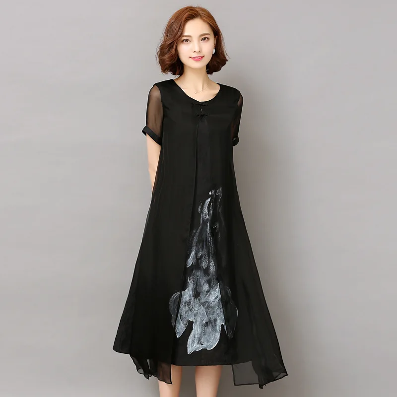 2019 Spring New Style Fake Two-Piece Mom Silk Dress Short Sleeve Loose-Fit Mulberry Silk Dress Women's Mid-length
2019 Spring New Style Fake Two-Piece Mom Silk Dress Short Sleeve Loose-Fit Mulberry Silk Dress Women's Mid-length