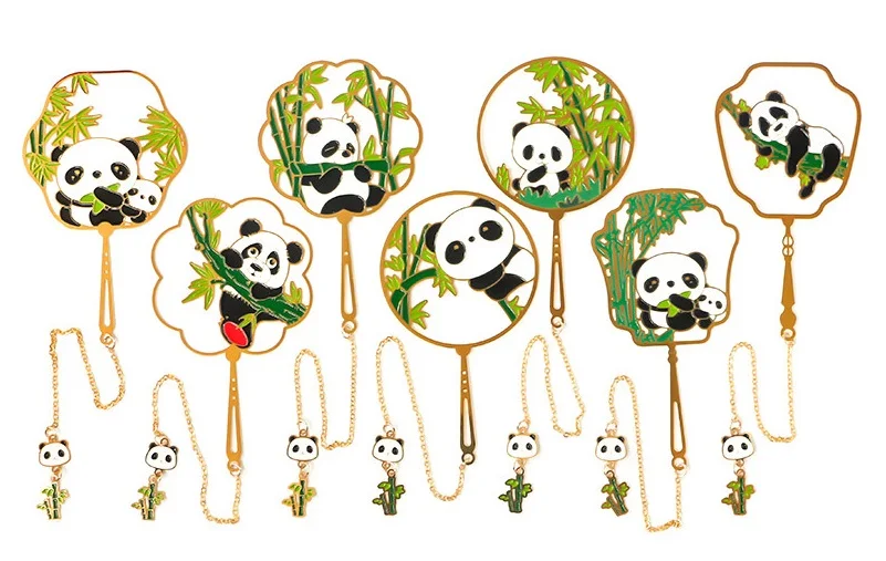 

100 PCS Panda Brass Bookmark Cute Design Originality Stationery School Office Support Tool Bookmarks Christmas Birthday Gift