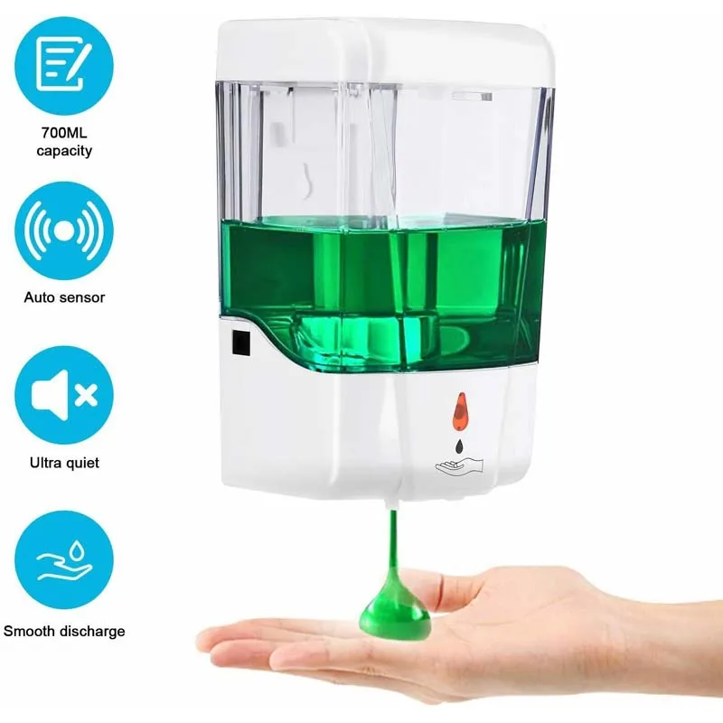 

Large-Volume 700ml Automatic Sensor Soap Dispenser Touchless Wall Mounted Detergent Lotion Kitchen Soap Dispensers Pump for Home