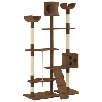 

Tree with Sisal Scratching Posts Brown 180 cm Feature-packed Cat Tree Cats' Play Center Cat Gym for Multi-Cats Polyester