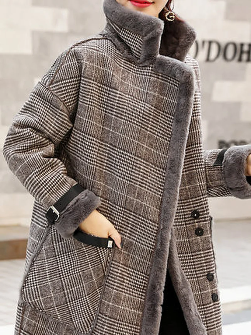 Elegant Plaid Wool Blend Coat Spring Winter Coat Overcoat Women Patchwork Covered Warm Woolen Coat Manteau Femme
Elegant Plaid Wool Blend Coat Spring Winter Coat Overcoat Women Patchwork Covered Warm Woolen Coat Manteau Femme