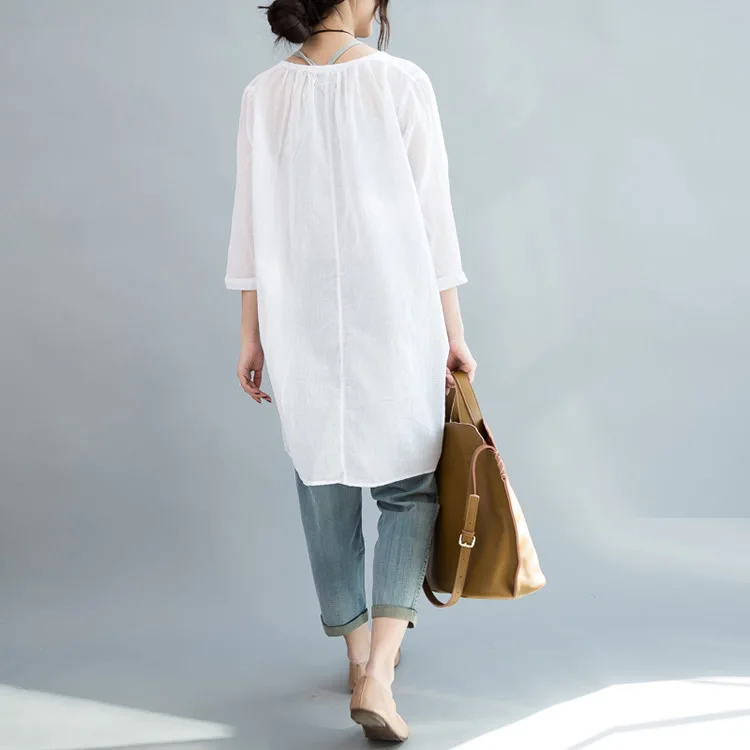 2018 Spring And Summer South Korea This Coat Front Button Translucent Loose-Fit Artistic Mid-length Cotton Linen Shirt
2018 Spring And Summer South Korea This Coat Front Button Translucent Loose-Fit Artistic Mid-length Cotton Linen Shirt