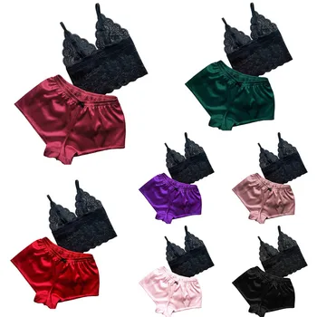 2 Pcs Sexy Lingerie Women Pajama Sets Solid Color V-Neck Sleeveless Spaghetti Strap Crop Top and Underpants Shorts for Women
2 Pcs Sexy Lingerie Women Pajama Sets Solid Color V-Neck Sleeveless Spaghetti Strap Crop Top and Underpants Shorts for Women