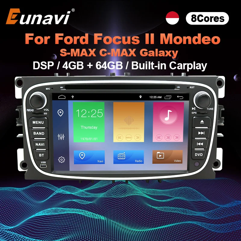 Eunavi 2 Din Android 10 автомобильное радио dvd для Ford focus Mondeo S MAX C Galaxy Transit Tourneo Стерео GPS