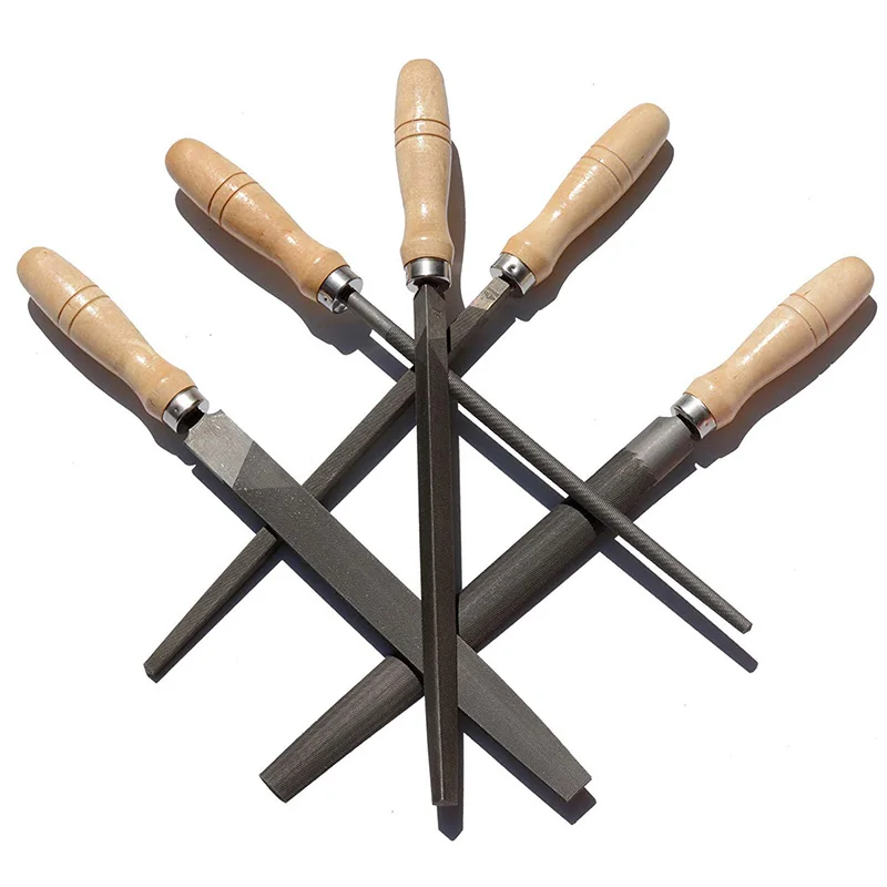 High Carbon Steel File Set with Wooden Handles Rasp File for Wood, Metal, Plastic, 5 Pieces (Steel File)
High Carbon Steel File Set with Wooden Handles Rasp File for Wood, Metal, Plastic, 5 Pieces (Steel File)