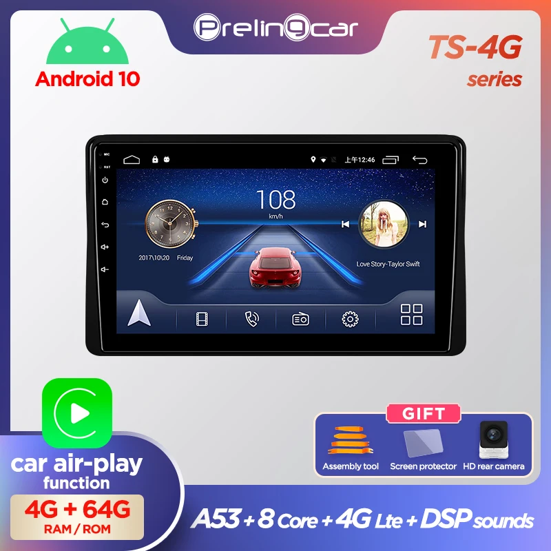Автомагнитола Prelingcar Android 10 0 2 din DVD мультимедийный видеоплеер GPS навигация для Renault