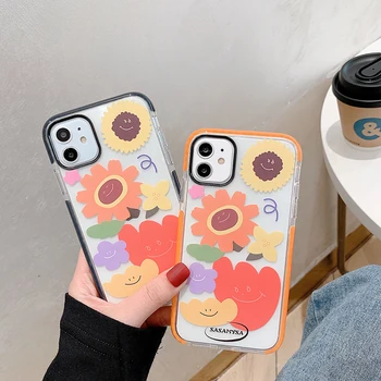 Cute Flower Phone Case For iphone XS Max 7 8 plus X XR 11 Pro Max Back Cover Fashion Cartoon Soft Silicone Cases Clear Coque