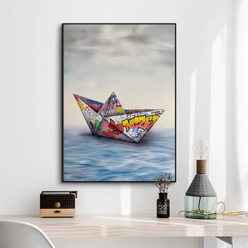 Graffiti Art Paper Origami Boat Canvas Painting Posters and Prints Wall Art Pictures for Living Room Cuadros Home Decoration
Graffiti Art Paper Origami Boat Canvas Painting Posters and Prints Wall Art Pictures for Living Room Cuadros Home Decoration