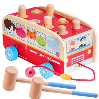 Bus toy Wooden Knocking Bus Toy with 2 Hammer Colorful Pull Along Car Toy Educational Toy Multi-function Building Block Toy Car
Bus toy Wooden Knocking Bus Toy with 2 Hammer Colorful Pull Along Car Toy Educational Toy Multi-function Building Block Toy Car