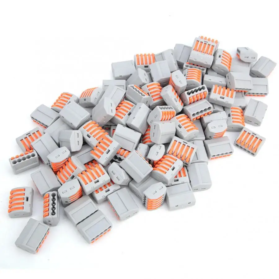 100pcs 5 Way Spring Lever Terminal Block Reusable Electrical Wire Cable Connector
100pcs 5 Way Spring Lever Terminal Block Reusable Electrical Wire Cable Connector