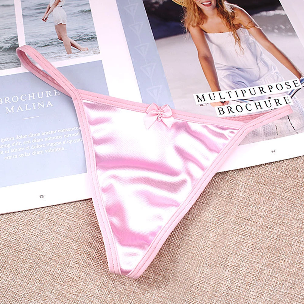 Fashion Intimates Low Waist Girls Large Size Women T-Back Panties Bow Lingerie Satin Women Thongs Briefs
Fashion Intimates Low Waist Girls Large Size Women T-Back Panties Bow Lingerie Satin Women Thongs Briefs