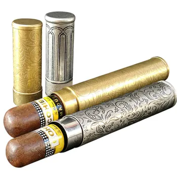 Retro Mini Ancient silver carved Brass Single Cigar Tube Holder portable pipe tool Humidor Pocket Storage Box Gift
Retro Mini Ancient silver carved Brass Single Cigar Tube Holder portable pipe tool Humidor Pocket Storage Box Gift