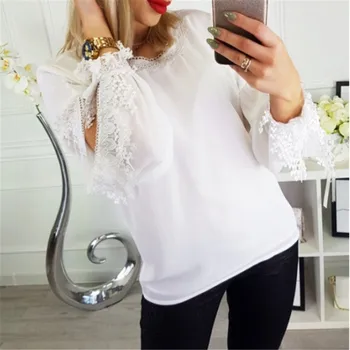 Womens Chiffon Blouse 2019 New White Cold Shoulder Long Sleeve Loose Blouse Ladies Summer Casual O neck Lace Shirt Tops Hot Sale
Womens Chiffon Blouse 2019 New White Cold Shoulder Long Sleeve Loose Blouse Ladies Summer Casual O neck Lace Shirt Tops Hot Sale