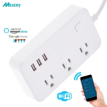 Wifi Smart Power Strip Outlets Surge Protector 3 US AC Plug Socket with USB Homekit 1.5m Extension Cord for Alexa Google Home
Wifi Smart Power Strip Outlets Surge Protector 3 US AC Plug Socket with USB Homekit 1.5m Extension Cord for Alexa Google Home