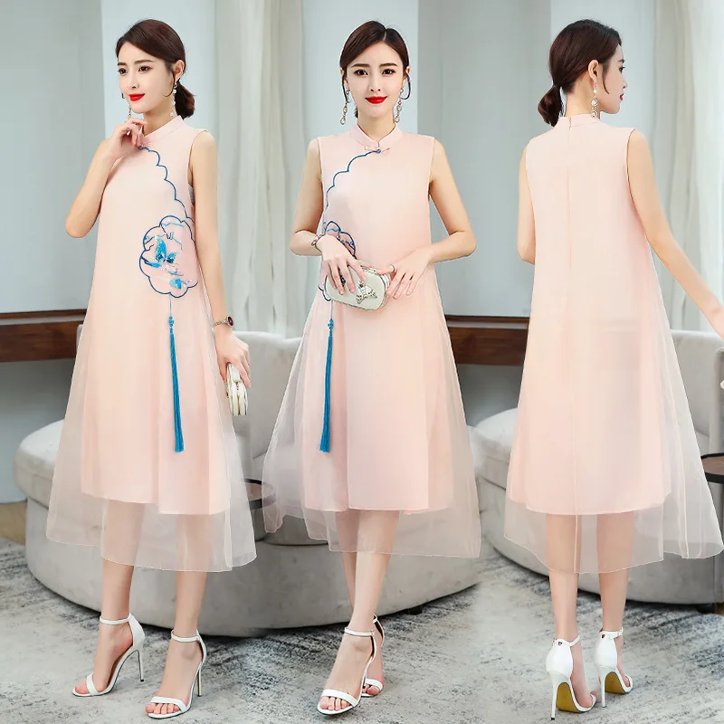 Photo Shoot 2019 New Style Women's Sleeveless Dress Summer Elegant Mid-length Loose-Fit National Wind WOMEN'S Dress Retro Chines 
Photo Shoot 2019 New Style Women's Sleeveless Dress Summer Elegant Mid-length Loose-Fit National Wind WOMEN'S Dress Retro Chines
