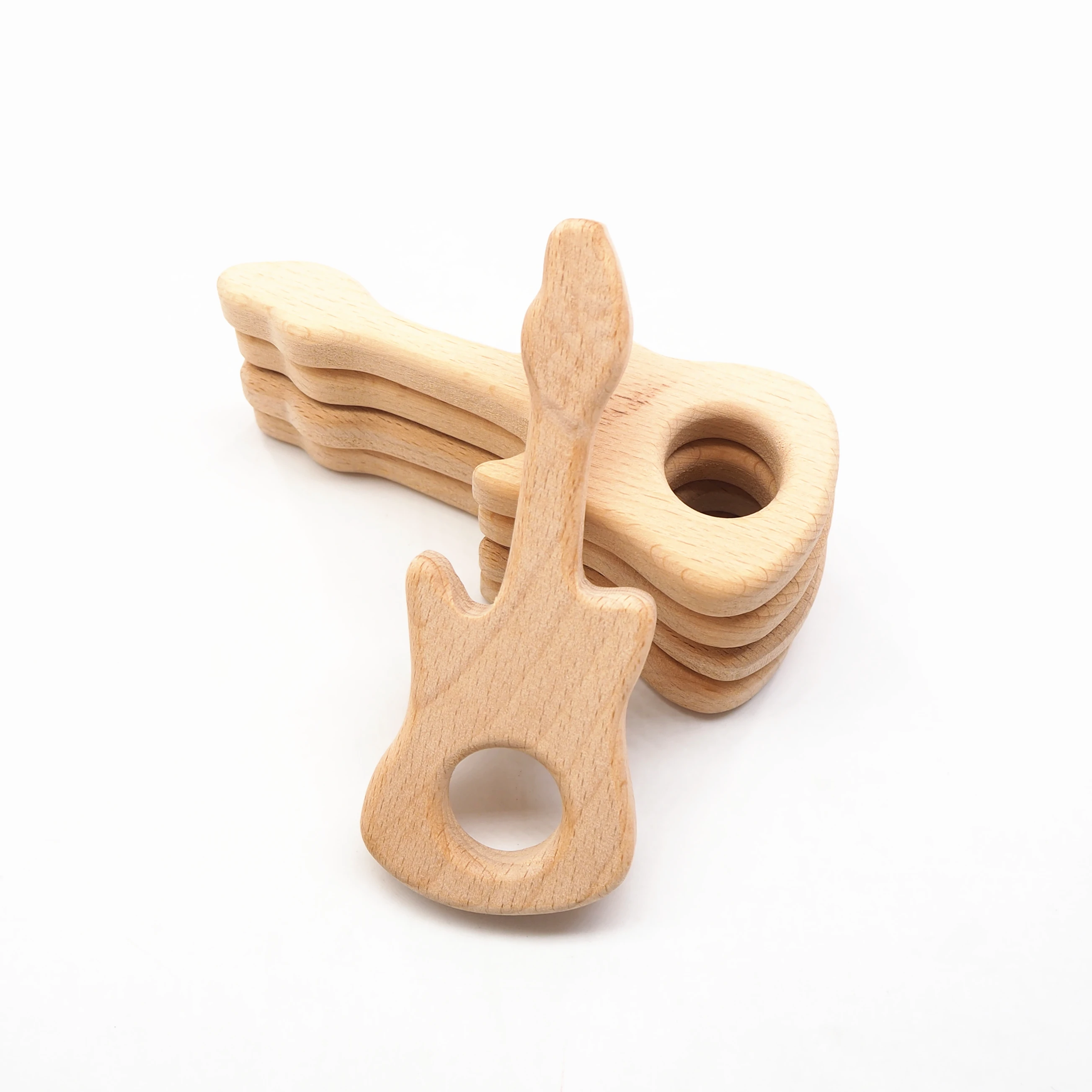 

Chenkai 10 шт. гитарное деревянное кольцо для прорезывания зубов Натуральная Детская погремушка захватывающая игрушка Сделай Сам органическое Экологичное дерево
