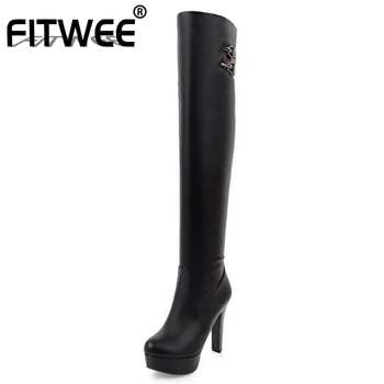 FITWEE Size 34-43 Women Platform Over Knee Boots Thick Fur Warm Thigh High Heel Boots Women Winter Shoes Handmade Footwears
FITWEE Size 34-43 Women Platform Over Knee Boots Thick Fur Warm Thigh High Heel Boots Women Winter Shoes Handmade Footwears