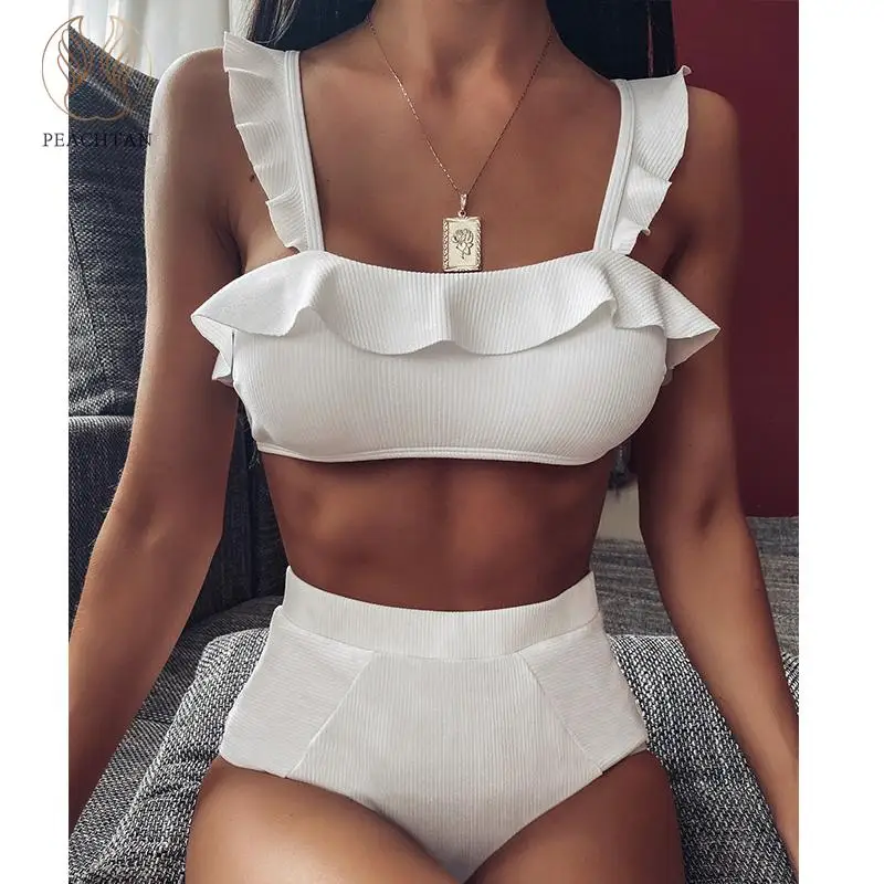 Peachtan sexy ruffles swimsuit female High waist swimwear women Bandeau push up bikini 2020 new Bathers bathing suit biquini new 
Peachtan sexy ruffles swimsuit female High waist swimwear women Bandeau push up bikini 2020 new Bathers bathing suit biquini new
