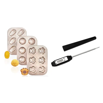 4 Pcs Kitchen Accessories: 1 Pcs Digital in stant Reading Meat Thermometer & 3 Pcs 6 Cavity Baking Tray Mold
4 Pcs Kitchen Accessories: 1 Pcs Digital in stant Reading Meat Thermometer & 3 Pcs 6 Cavity Baking Tray Mold