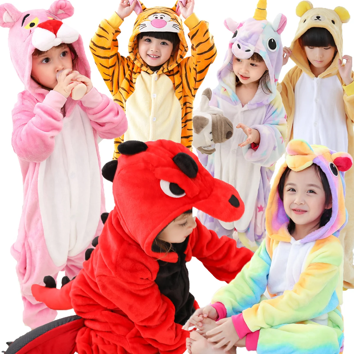 

Children Kids Pajamas Winter Sleepwear Boys Onesies Girls Pajama Set Kigurumi Unicorn Stitch Panda Dinosaur Animal Baby Pyjamas