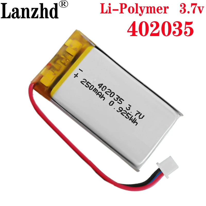 

3.7V 250mAh 402035 Lithium Polymer LiPo battery with JST for Handheld GPS Mp3 bluetooth Xiaomi Yi smart dash camera DVR 042035