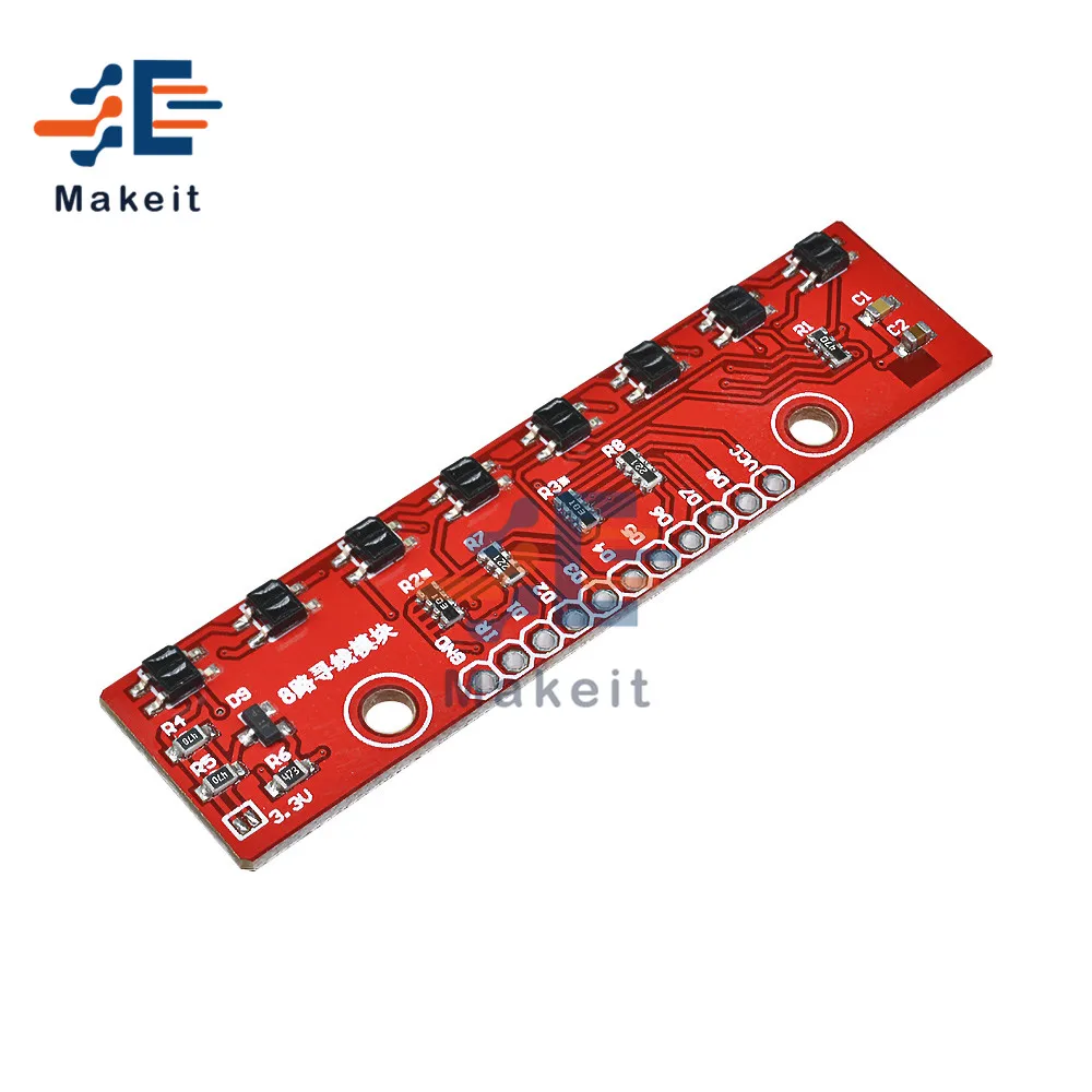 DC 5V 8 Channel Infared Tracing Sensor Detector 8 Bits Tracking Module Hunt Sensor Module for Arduino Smart Car Robot Diy
DC 5V 8 Channel Infared Tracing Sensor Detector 8 Bits Tracking Module Hunt Sensor Module for Arduino Smart Car Robot Diy