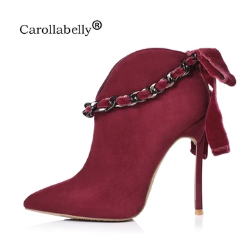 2019 Winter Women Boots Suede Thin High Heel Ankle Boots Mental Chain Sexy Ankle Boots 10CM/12CM High Heel Shoes For Woman
2019 Winter Women Boots Suede Thin High Heel Ankle Boots Mental Chain Sexy Ankle Boots 10CM/12CM High Heel Shoes For Woman