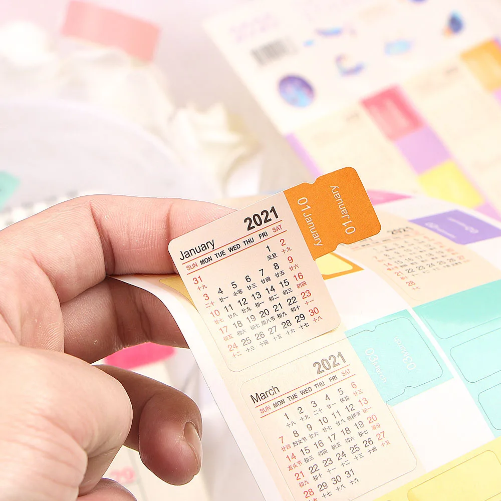 2Pcs 2021 Year Calendar Stickers Index Bookmark Planner Bullet Journal Accessories Decorative Stickers Label Calendar Stationery
2Pcs 2021 Year Calendar Stickers Index Bookmark Planner Bullet Journal Accessories Decorative Stickers Label Calendar Stationery