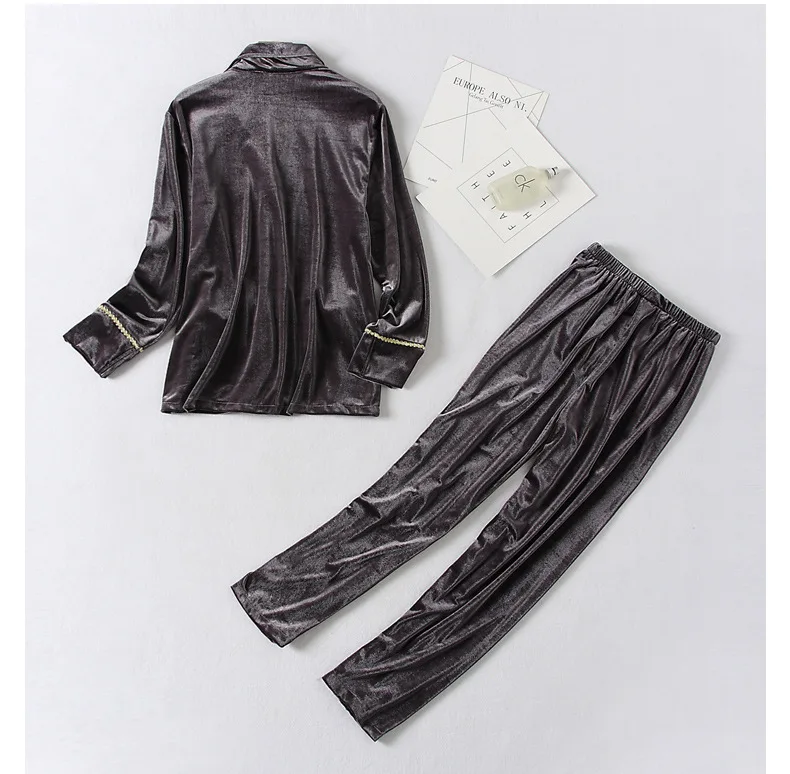 Waliicorners 2PCS Sleepwear Thick Warm Pajamas Set Soft Home Clothes Lounge Nightwear Female Solid Velvet Pyjama Lingerie Suit 9 Haf065a8031c54dcc975ccde8b5a51bffi