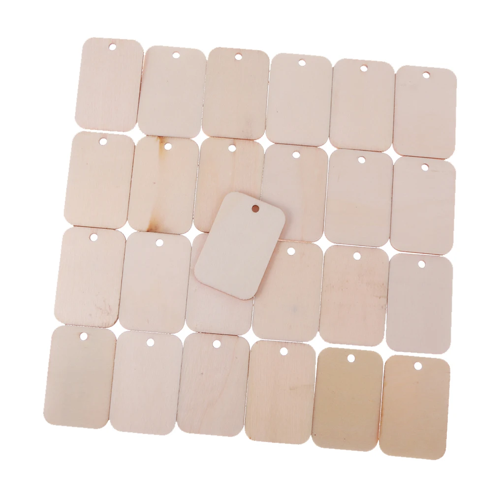 100 Pieces Natural Blank Wood Rectangle Tags For Wedding Christmas With Rope 100 Pieces Natural Blank Wood Rectangle Tags For Wedding Christmas With Rope