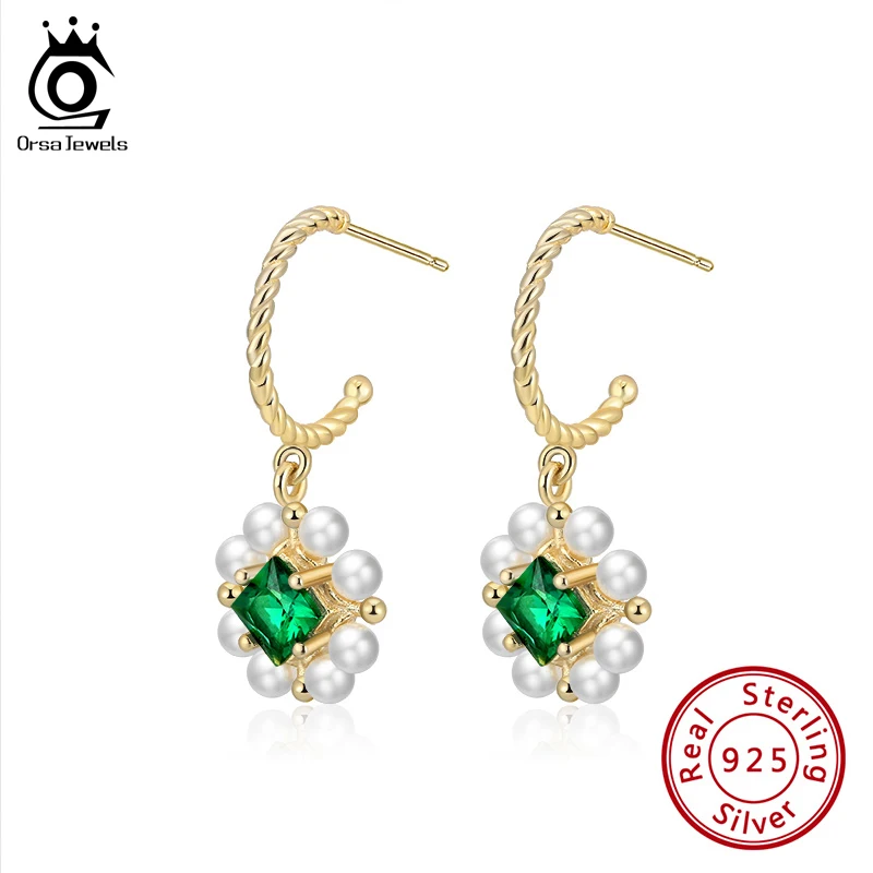 ORSA JEWELS Vintage Gold Color Hanging Drop Earring 925 Silver Freshwater Pearls with Green Zircon Fine Jewelry Gift OSE231
ORSA JEWELS Vintage Gold Color Hanging Drop Earring 925 Silver Freshwater Pearls with Green Zircon Fine Jewelry Gift OSE231