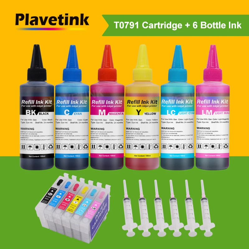 Plavetink 6 цветов T0791 многоразовый чернильный картридж + 6 × 100 мл наборы чернил для Epson PX650 660 660 + 700 Вт 710 Вт 720WD принтер с чипами
Plavetink 6 цветов T0791 многоразовый чернильный картридж + 6 × 100 мл наборы чернил для Epson PX650 660 660 + 700 Вт 710 Вт 720WD принтер с чипами