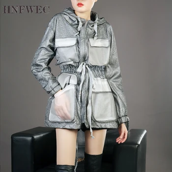 Patchwork Hit Color Windbreakers Female Hooded Collar Long Sleeve High Waist Drawstring Lace Up Women's Trench 2019 New D755
Patchwork Hit Color Windbreakers Female Hooded Collar Long Sleeve High Waist Drawstring Lace Up Women's Trench 2019 New D755