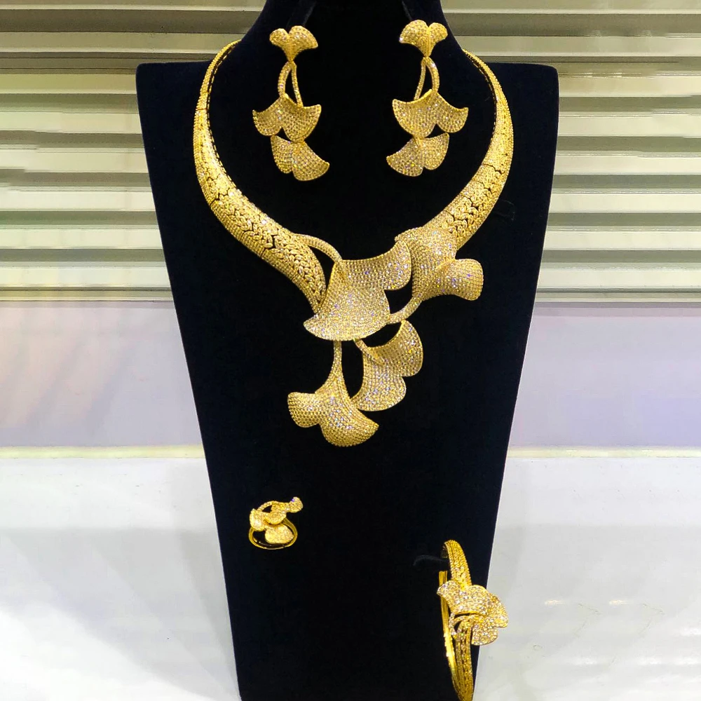 GODKI Luxury African Ginkgo Leaves Jewelry Sets For Women Wedding Cubic Zirconia CZ Dubai Bridal Jewelry Set Dance Party gift
GODKI Luxury African Ginkgo Leaves Jewelry Sets For Women Wedding Cubic Zirconia CZ Dubai Bridal Jewelry Set Dance Party gift