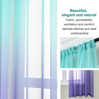 

Bedroom Light Filtering Window Curtain Tulle Cafe Ombre Drape Reversible Gradient Color Romantic Voile Panel Living Room Privacy
