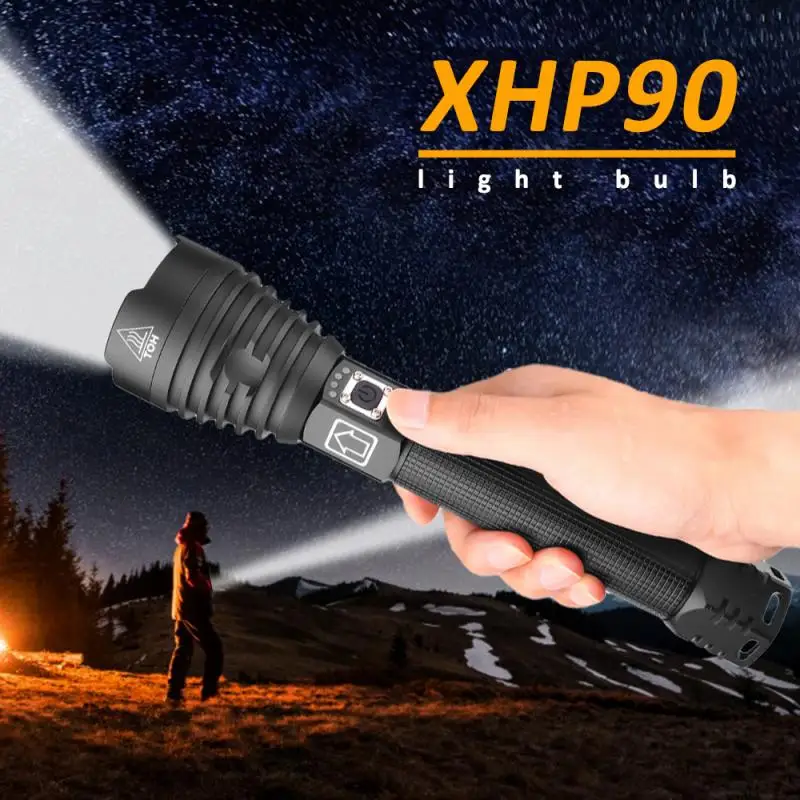 Фото Самый мощный XHP90 светодиодный фонарик XLamp Zoom фонарь hp50 USB Перезаряжаемый