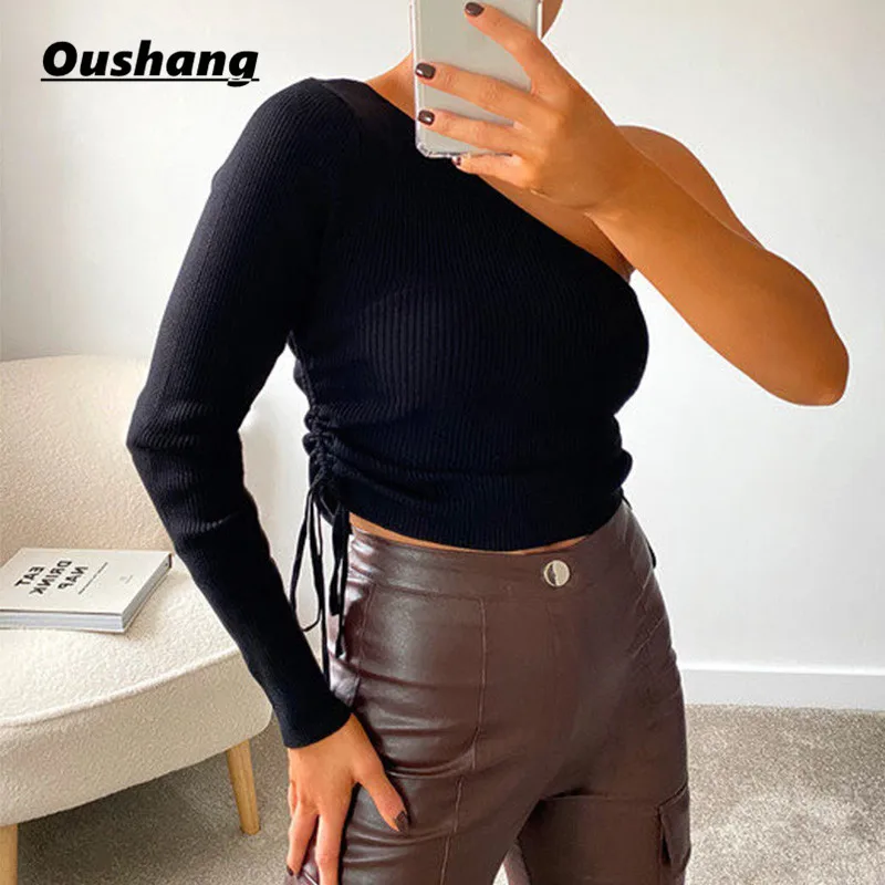 TiLeeWon Ribber Knitted One Shoulder Top Women Casual Long Sleeve T Shirt Skinny Autumn Double Drawstring Slim Tee Lady Clothing
TiLeeWon Ribber Knitted One Shoulder Top Women Casual Long Sleeve T Shirt Skinny Autumn Double Drawstring Slim Tee Lady Clothing