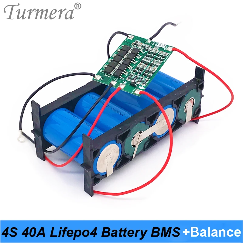 

Turmera 4S 40A 12.8V 14.4V 32650 32700 Lifepo4 Battery Balanced BMS for Electric Boat Uninterrupted Power Supply 12V Car Battery