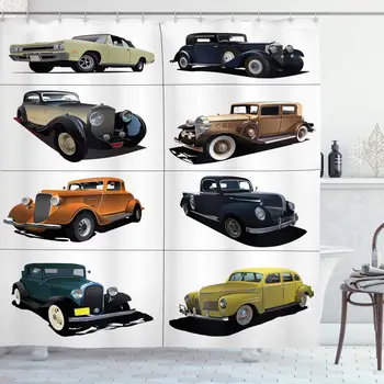 Cars Shower Curtain, Rare Fifties Vintage Cars with Closed Roof Tops Original Timeless Automobile Graphic, Cloth Fabric Bathroom
Cars Shower Curtain, Rare Fifties Vintage Cars with Closed Roof Tops Original Timeless Automobile Graphic, Cloth Fabric Bathroom