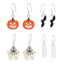 Tendencia Arte Creativo personalidad Punk joyería Halloween pequeña calabaza divertido murciélago araña Halloween pendientes 2019(China)